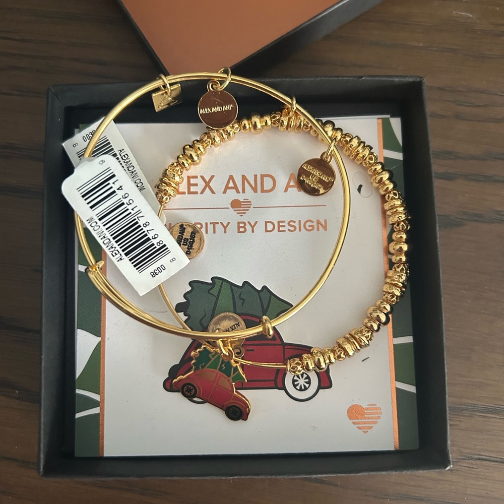Alex and Ani Christmas Tree Truck Bracelet Set